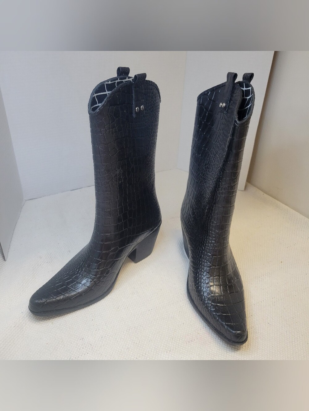 Alagator Black Cowboy Rainboots Women's Size 9